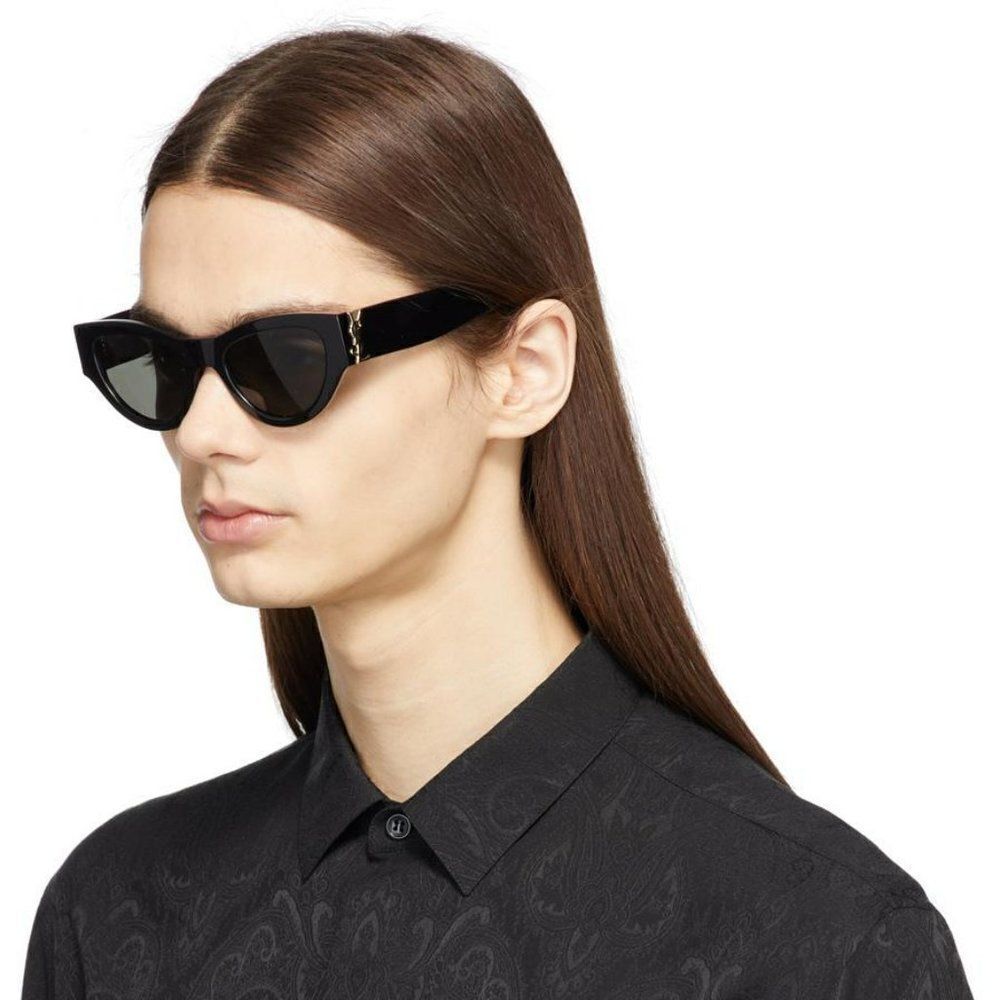 NEW Saint Laurent SLM94 001 Black Grey Cat Eye Unisex Sunglasses